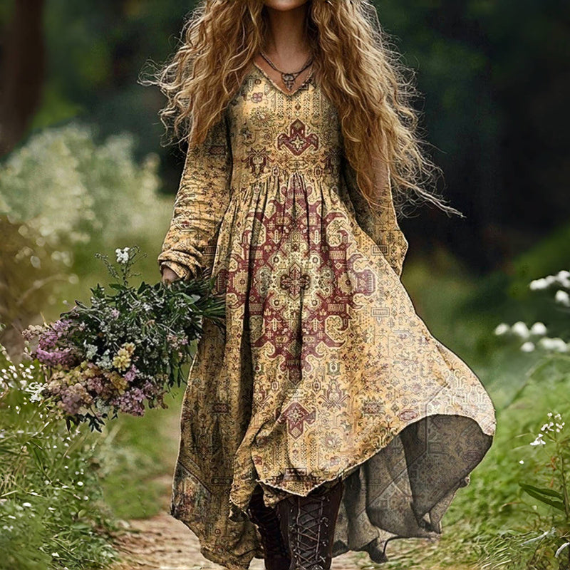 Kiki - Vintage Dress with Ethnic Print