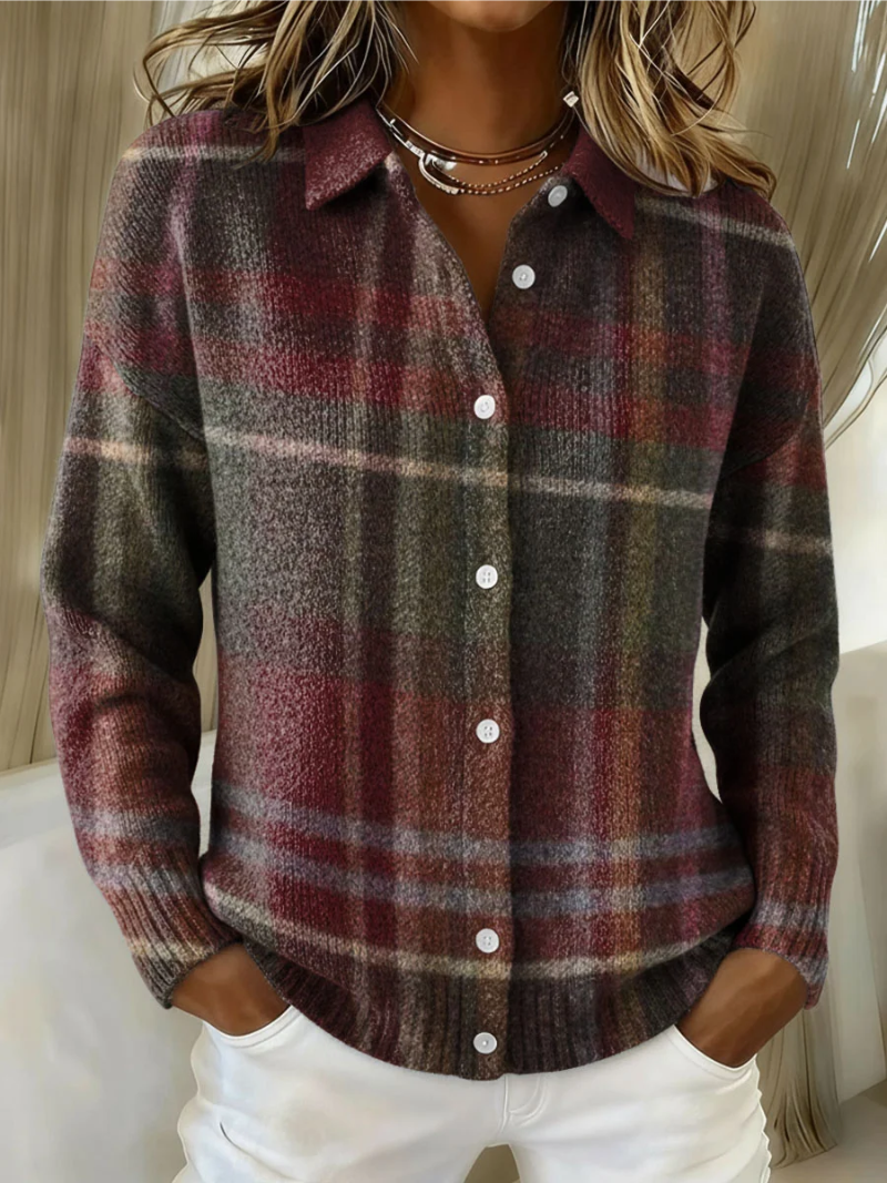 Emily - Checkered Blouse, Soft Hoodie Material