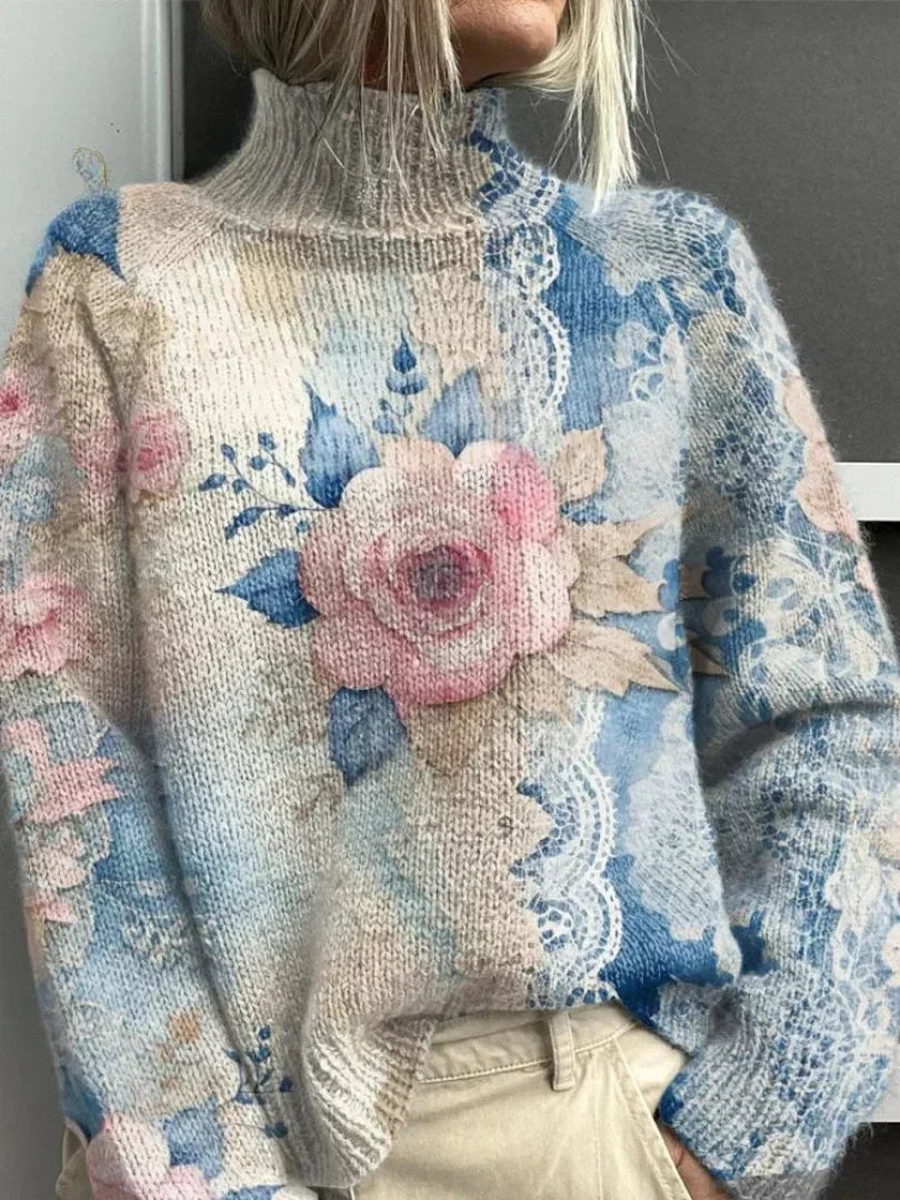 Roos™ - Lace Knitted Turtleneck Sweater