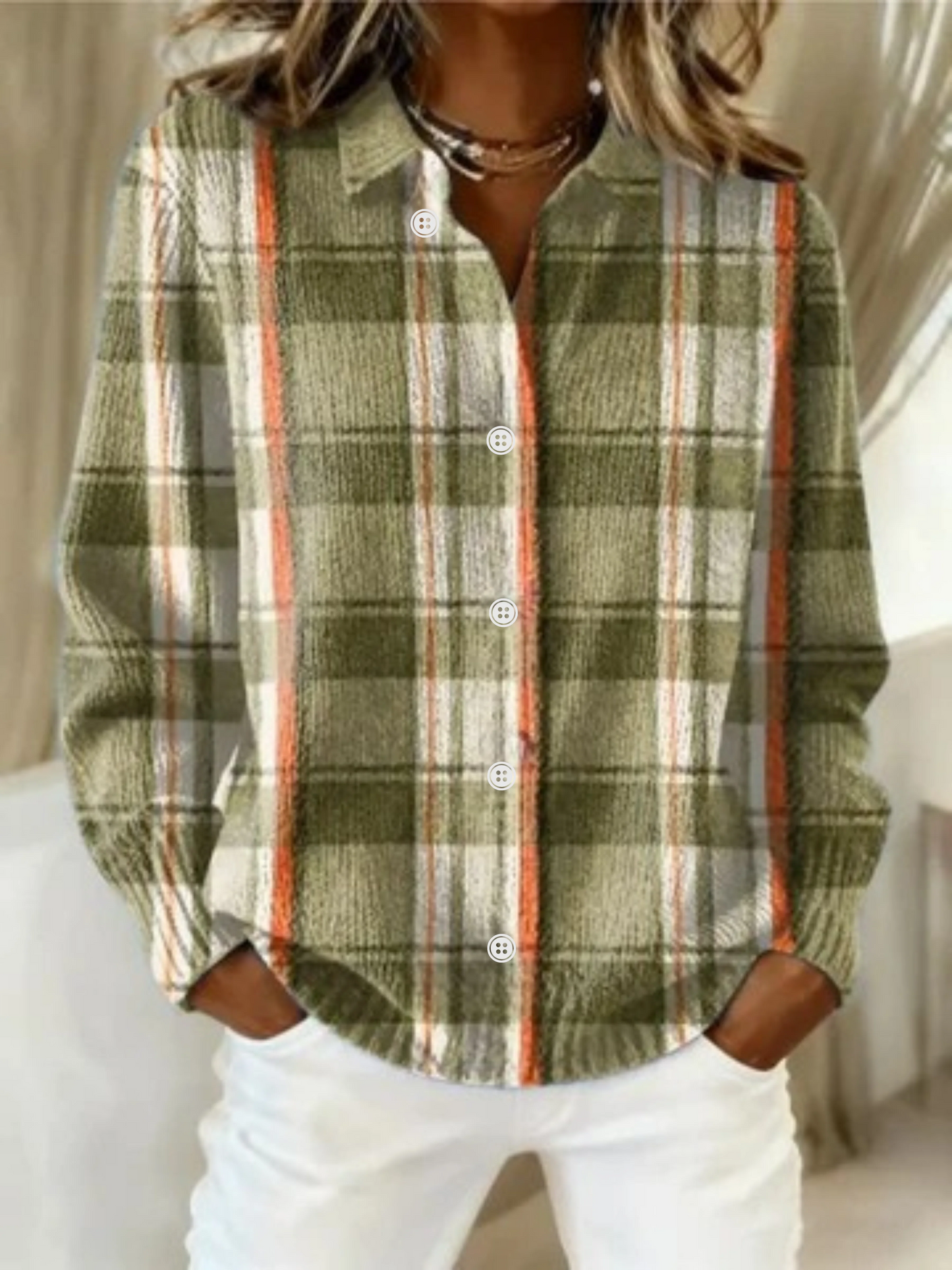 Noor - Checkered Blouse, Soft Hoodie Material