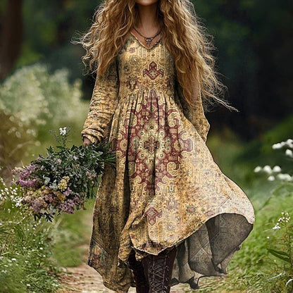 Kiki - Vintage Dress with Ethnic Print