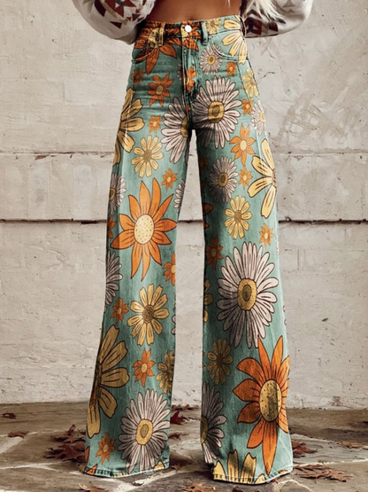 CIRILLA™ | Vintage Floral Palazzo Pants