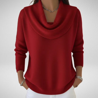 Marielle – Elegant Draped-Collar Sweater