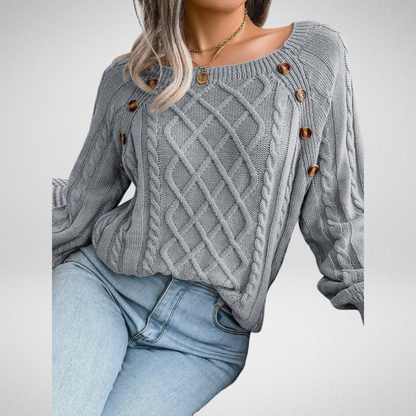 Léonie | Cable-Knit Sweater with Decorative Buttons