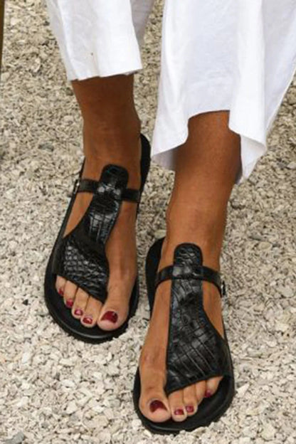 Suzan | Crocodile Buckle Sandals