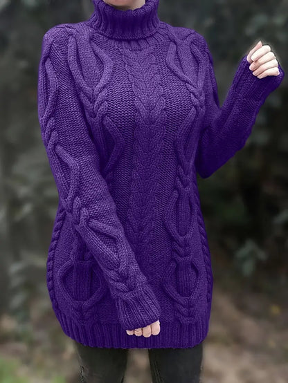 Valéria | Long Winter Cable-Knit Sweater