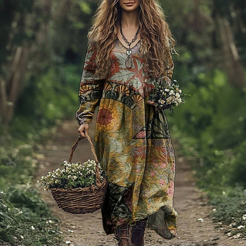 Olga - Vintage Floral Print Dress