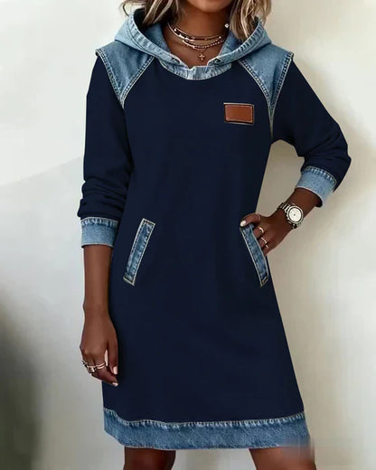 Urban Contrast Hooded Dress
