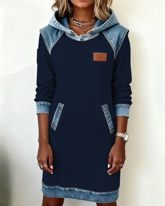 Urban Contrast Hooded Dress