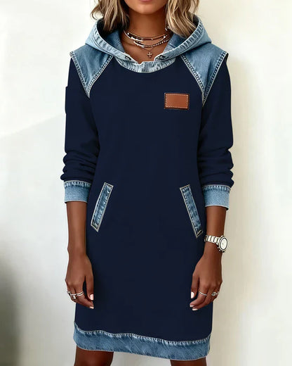 Urban Contrast Hooded Dress