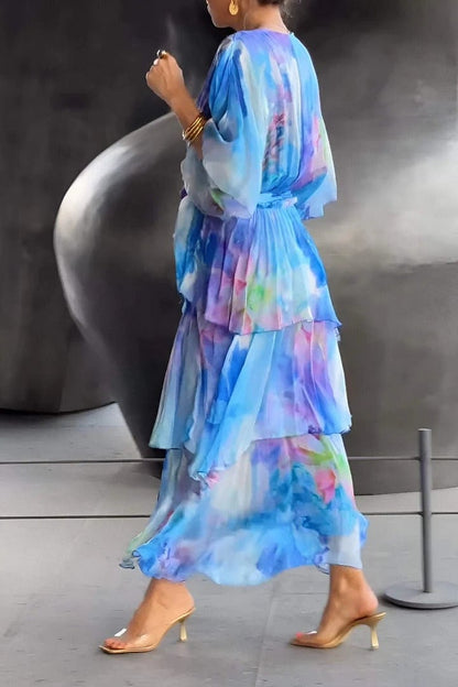 Nysa - Spring Floral Tiered Chiffon Dress