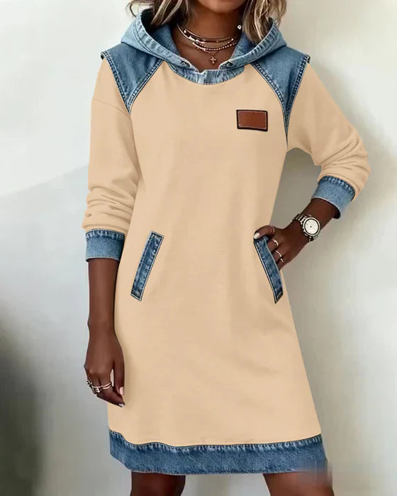 Urban Contrast Hooded Dress
