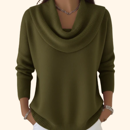 Marielle – Elegant Draped-Collar Sweater