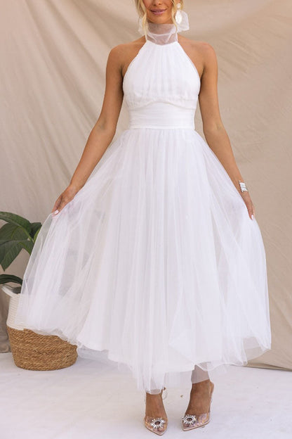Pearlina - Sleek Mesh High Neck Dress