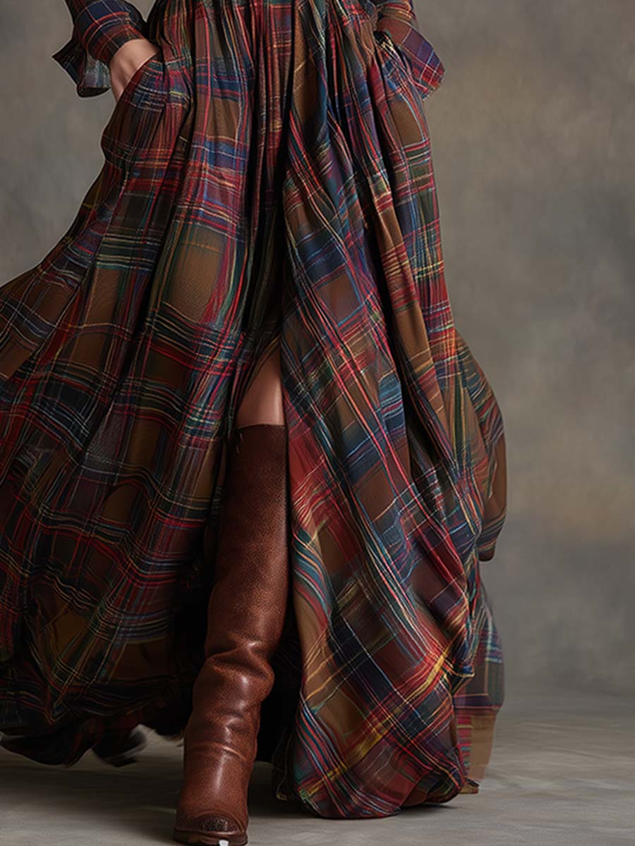 Juliet - Maxi Checked Shirt Dress