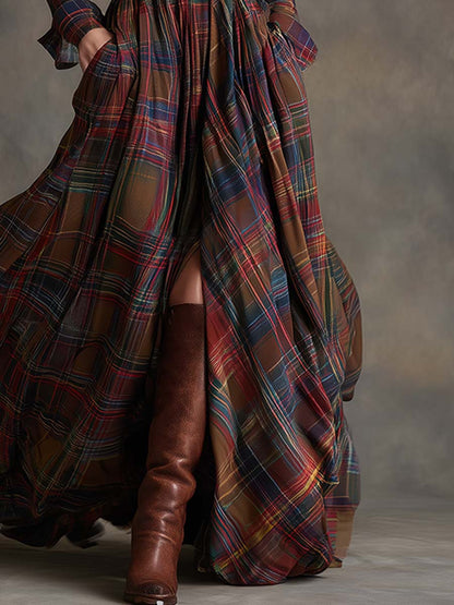 Juliet - Maxi Checked Shirt Dress