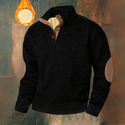 Warm Fleece Sweatshirt With Button Closure