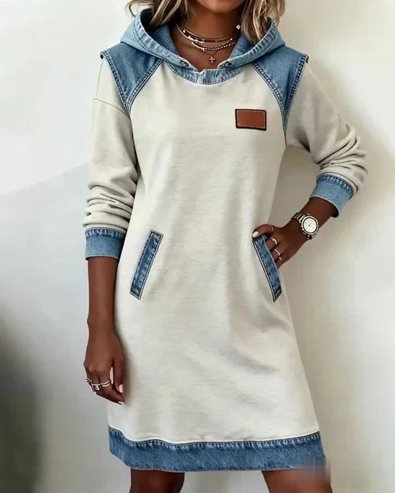 Urban Contrast Hooded Dress