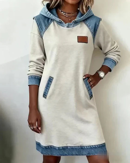 Urban Contrast Hooded Dress
