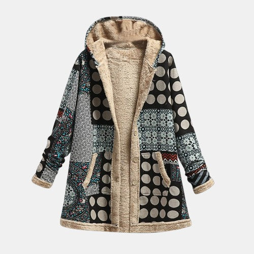 Nova | Monochrome Retro Dotted Fleece Jacket