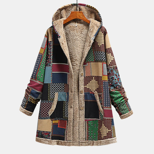 Autumn | Earthy Patchwork Cozy Hooded Jacket