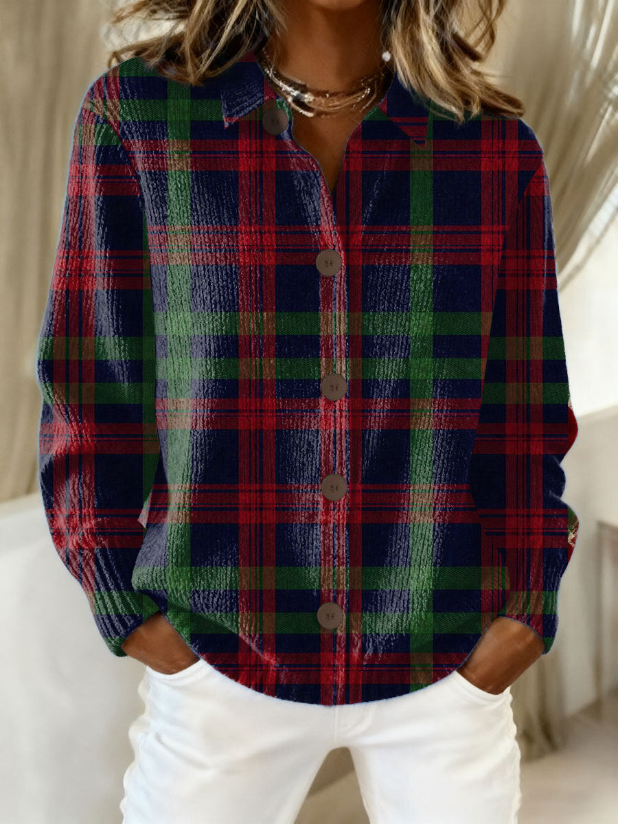 Tess - Checkered Blouse, Soft Hoodie Material