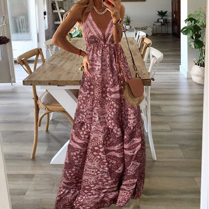 Wren - Boho Spaghetti Strap V-Neck Maxi Dress