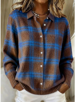 Liz - Soft Blouse With A Check Pattern, Soft Hoodie Material