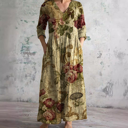 Ivory - Floral Whimsy Boho Maxi Dress