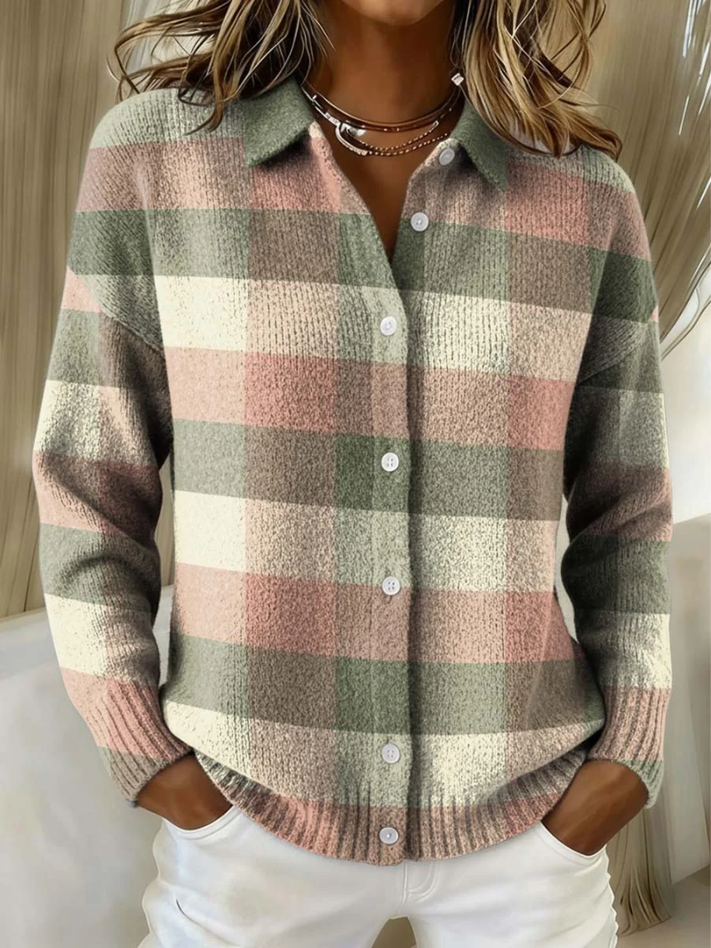 Noor - Checkered Blouse, Soft Hoodie Material