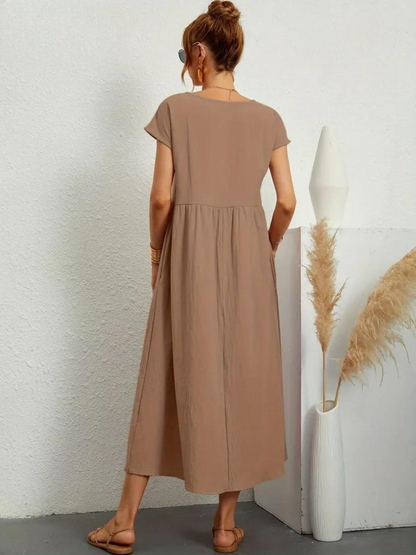 Maelis - Women's Loose Cotton-Linen Pocket Dress