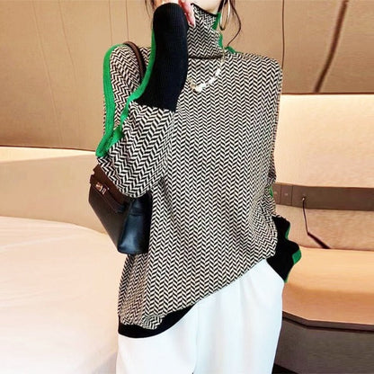 Clemence - Turtleneck Sweater With Contrasting Stripes