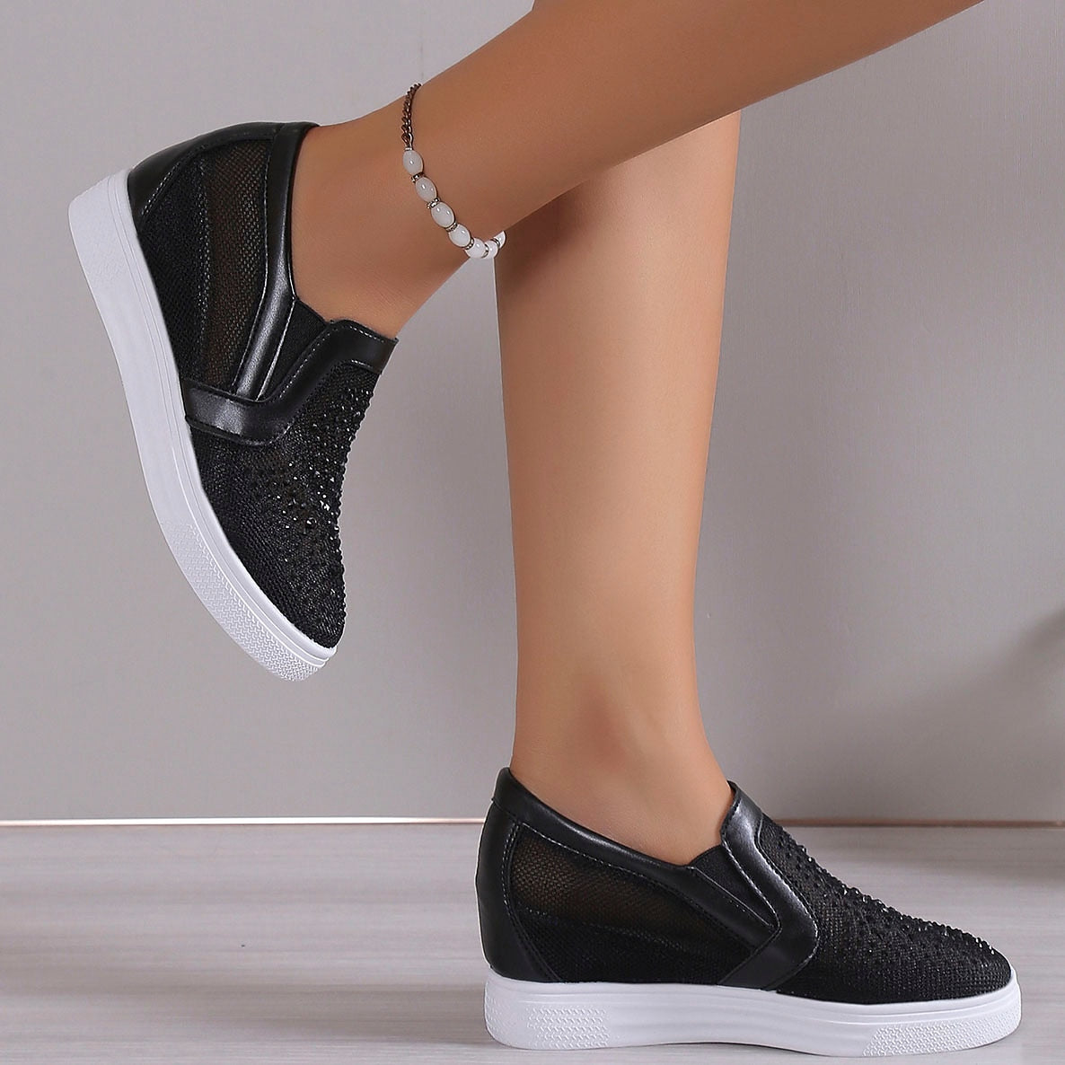 Women's Sneakers With White Crystals