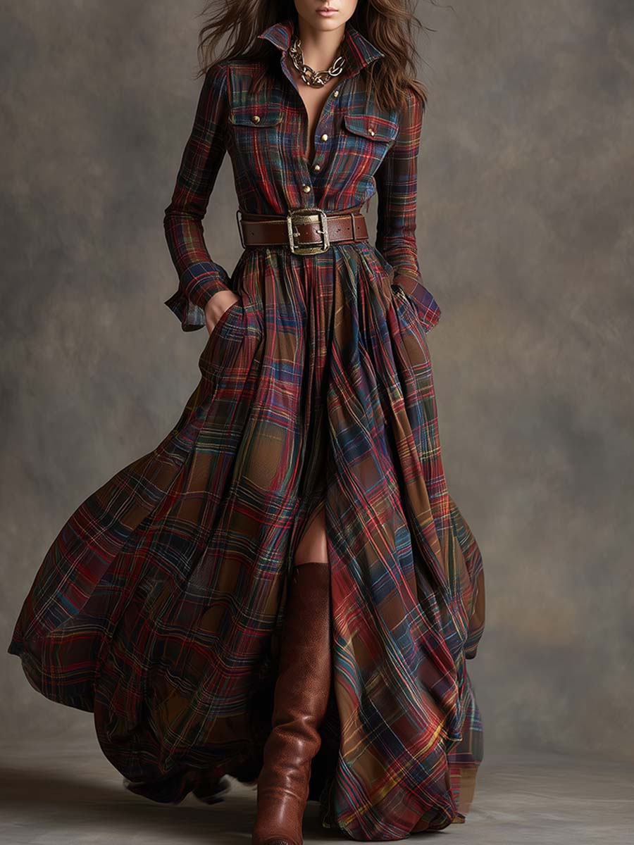 Juliet - Maxi Checked Shirt Dress