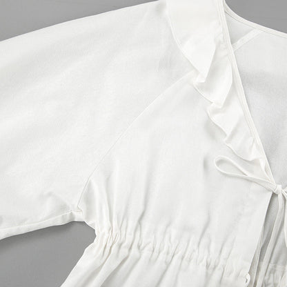 Lysandra - Ruffled Tie-Front Top & Shorts Set