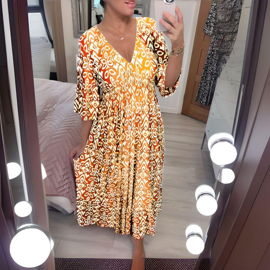 Malina - Summer Flare Sleeve Long Beach Dress