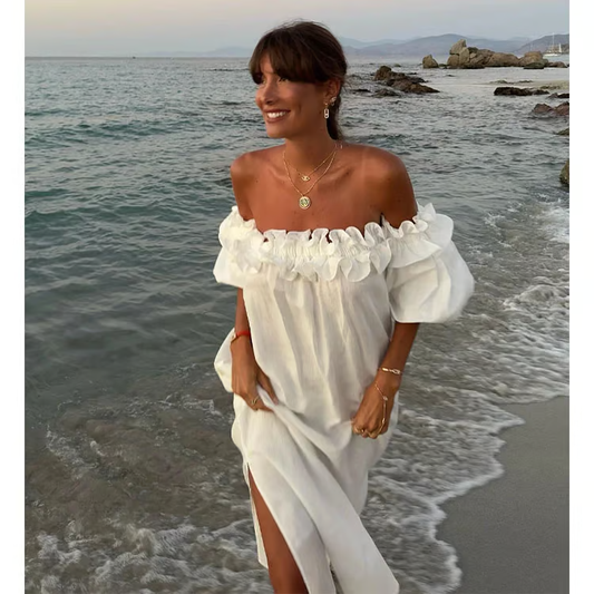 Sofia - Linen Dreams Off-Shoulder Dress
