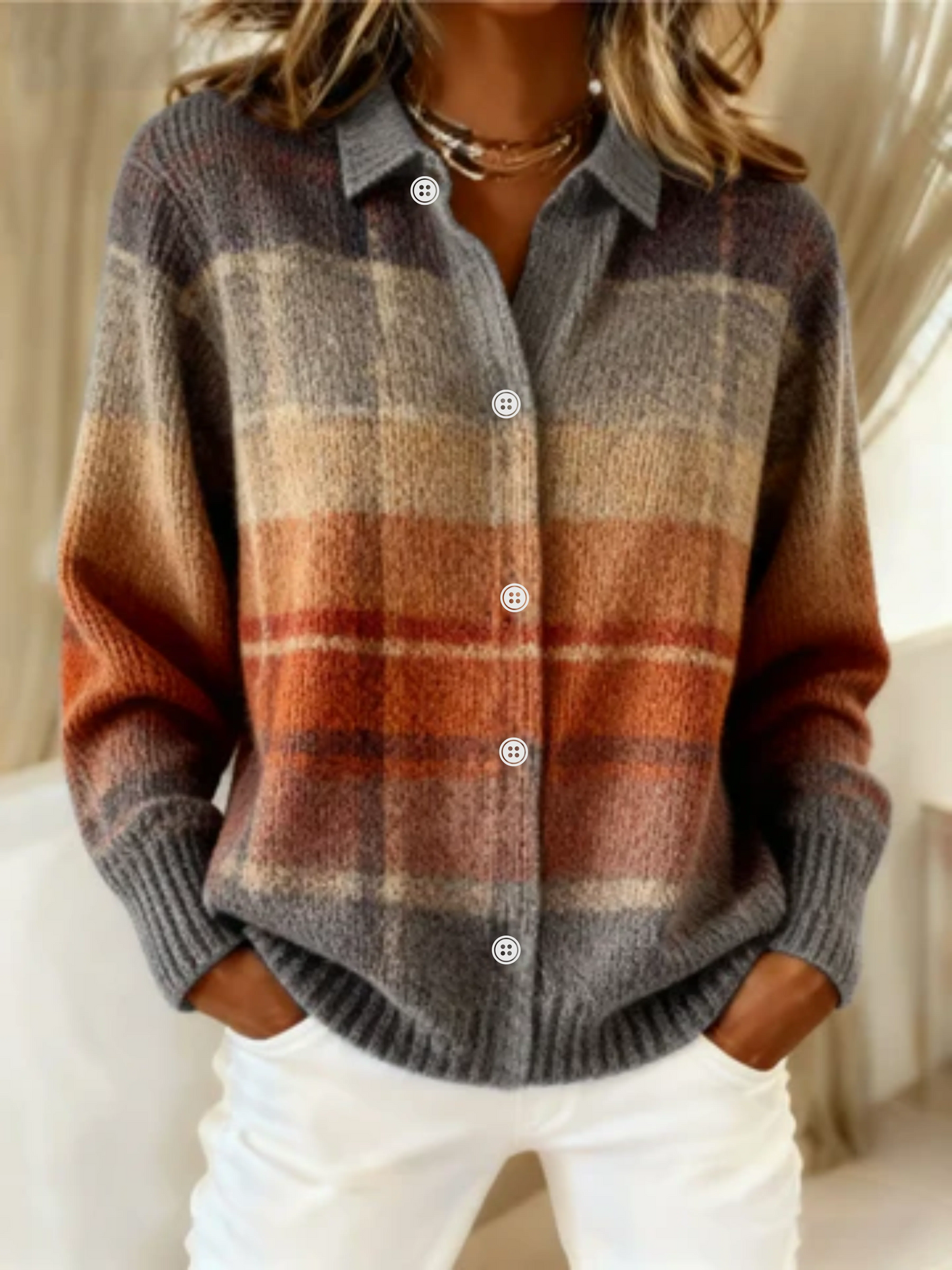 Fleur - Checkered Blouse Made From Warm, Soft Hoodie Material