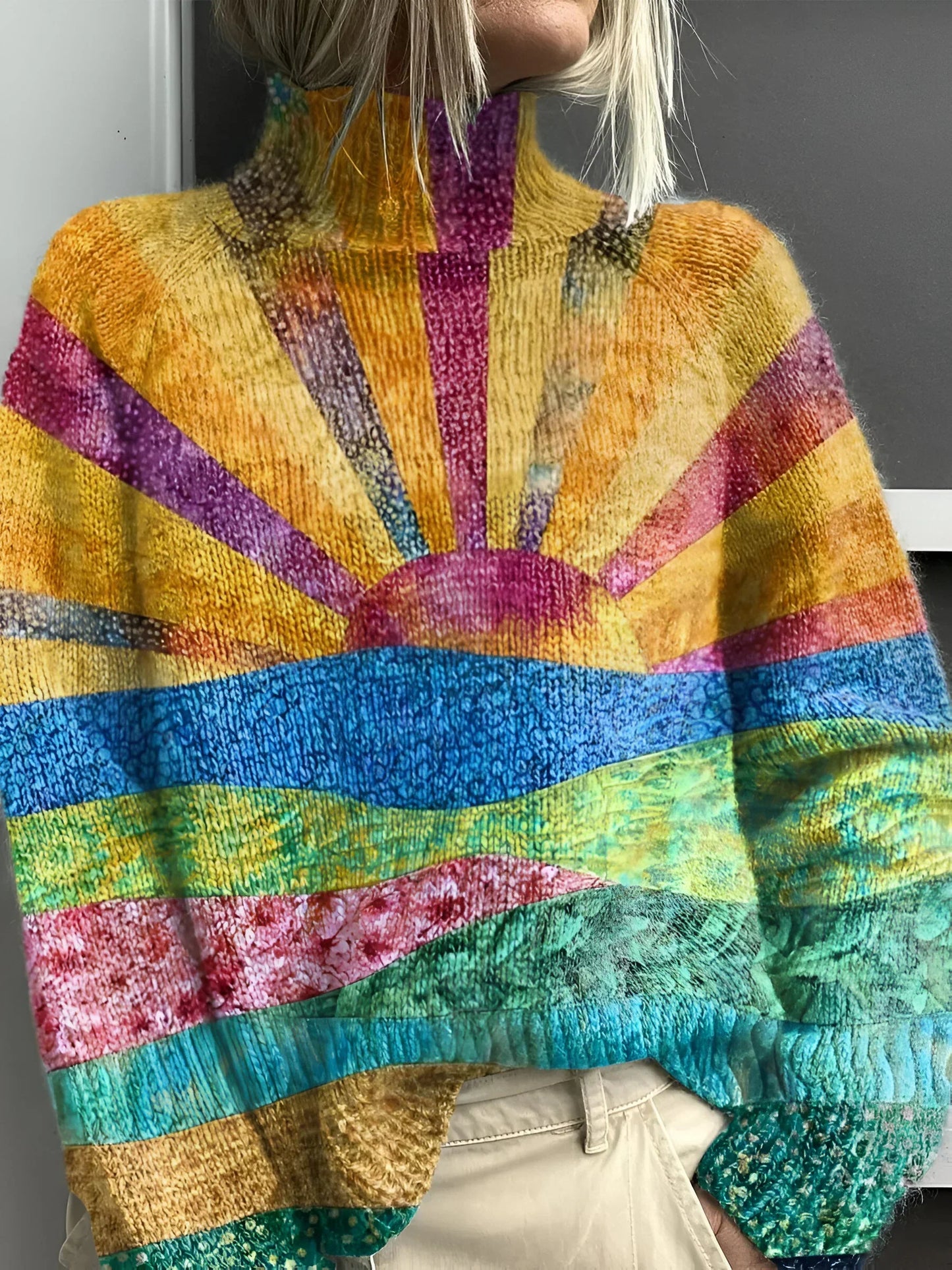 Noortje™ - Cheerful Colorful Turtleneck Sweater